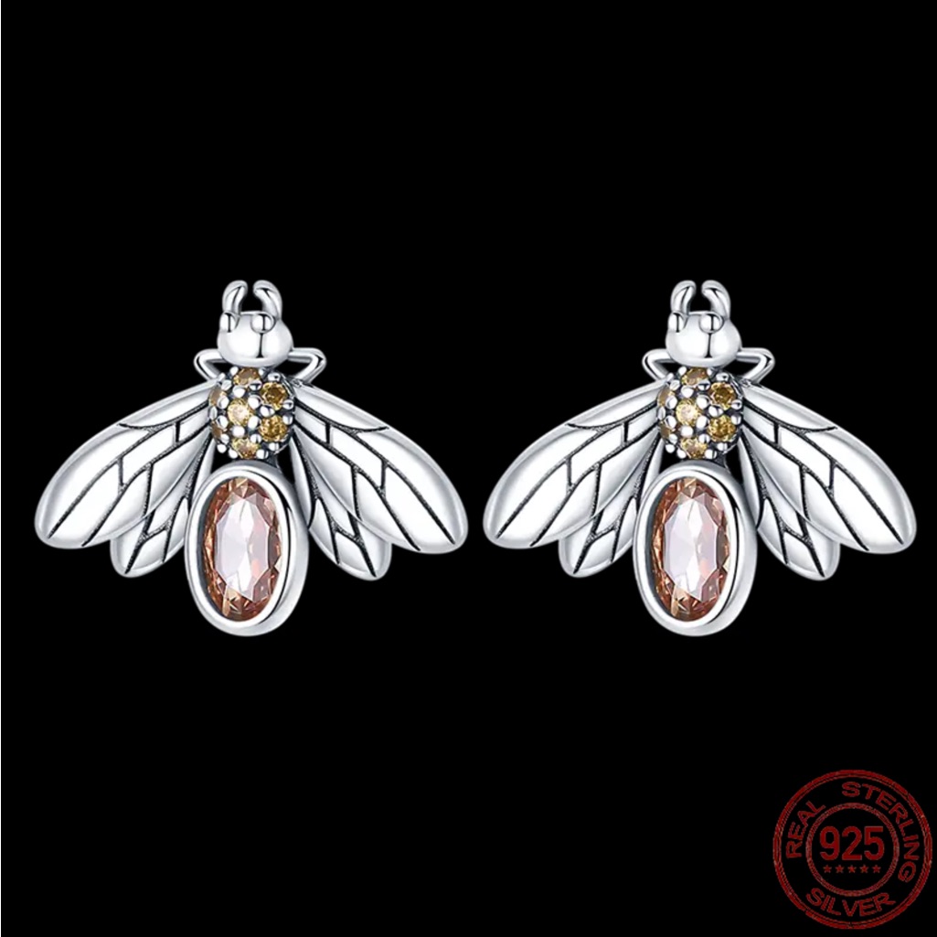 S925 Sterling Silver Citrine Bee Earrings 35$